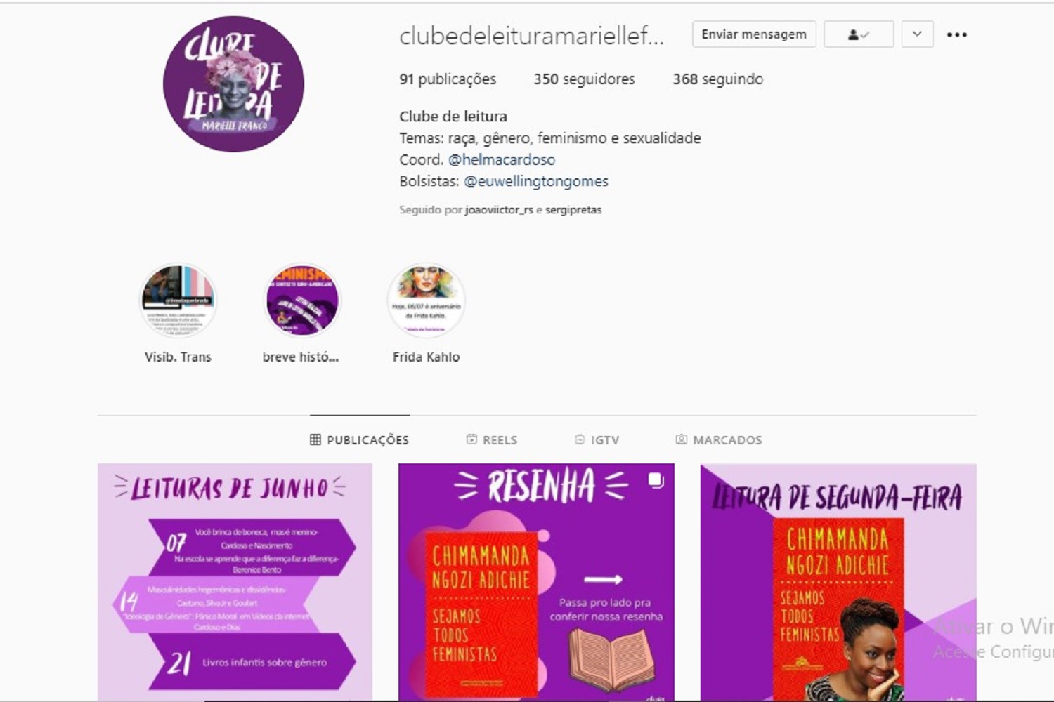 Encontros abertos ao público em geral são divulgados pelo Instagram.